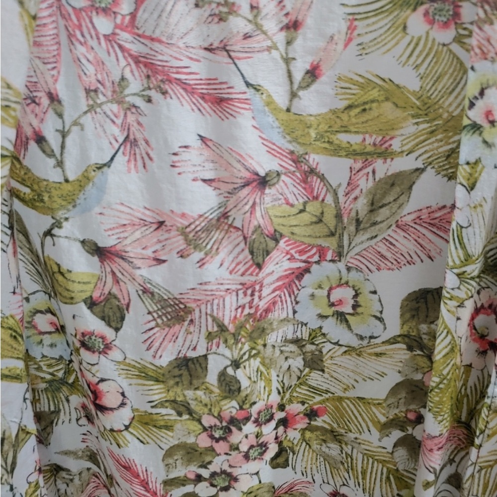 LAST CHAMCE SALE!Jill Cotton Silk Blend Hummingbird Button Down Tunic M - Picture 4 of 7